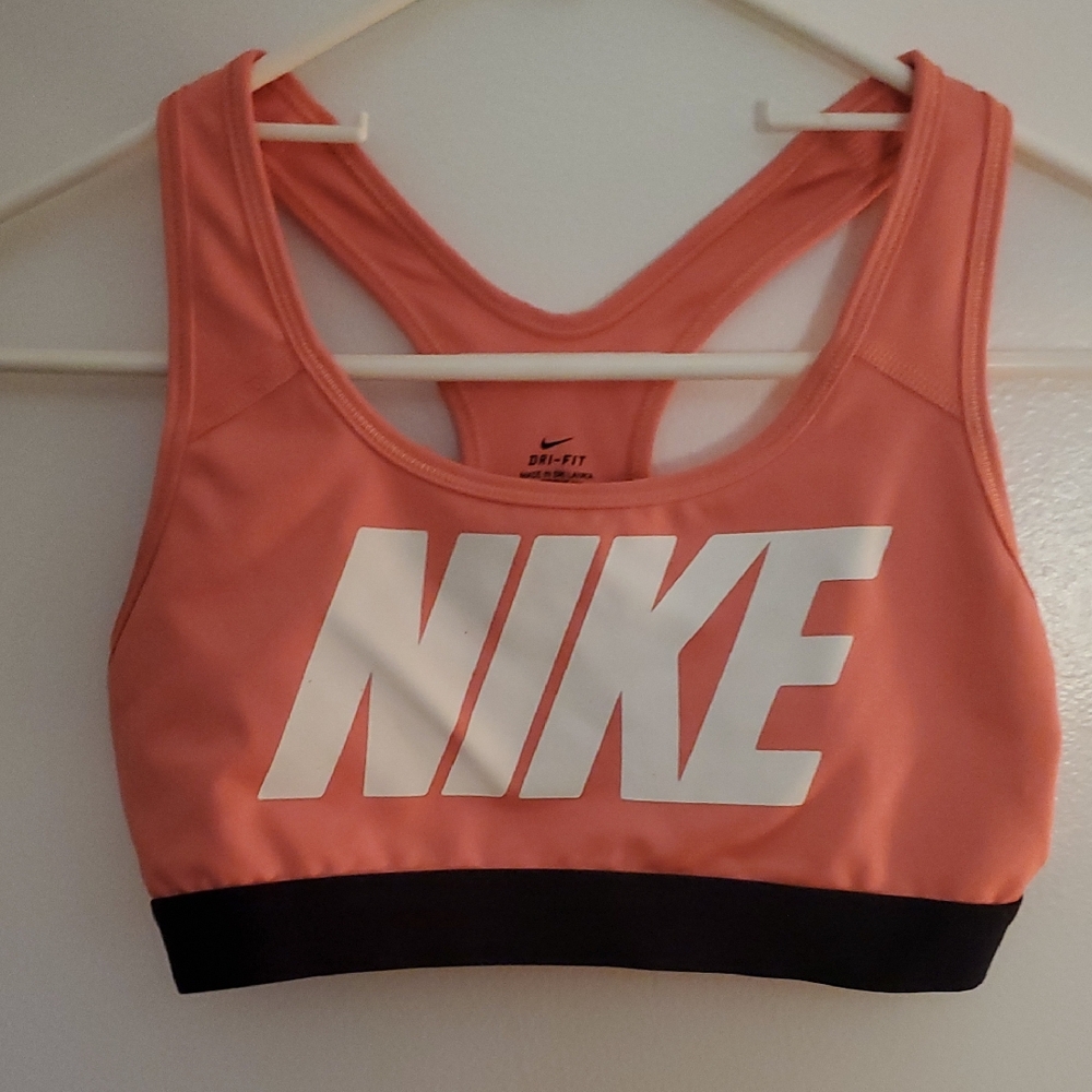 Nike Women's Peach and Black Sports Bra